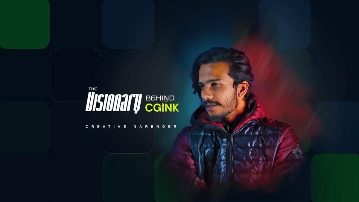 Portrait of Narender, the visionary behind CGINK, showcasing a modern and creative design with a vibrant color gradient.