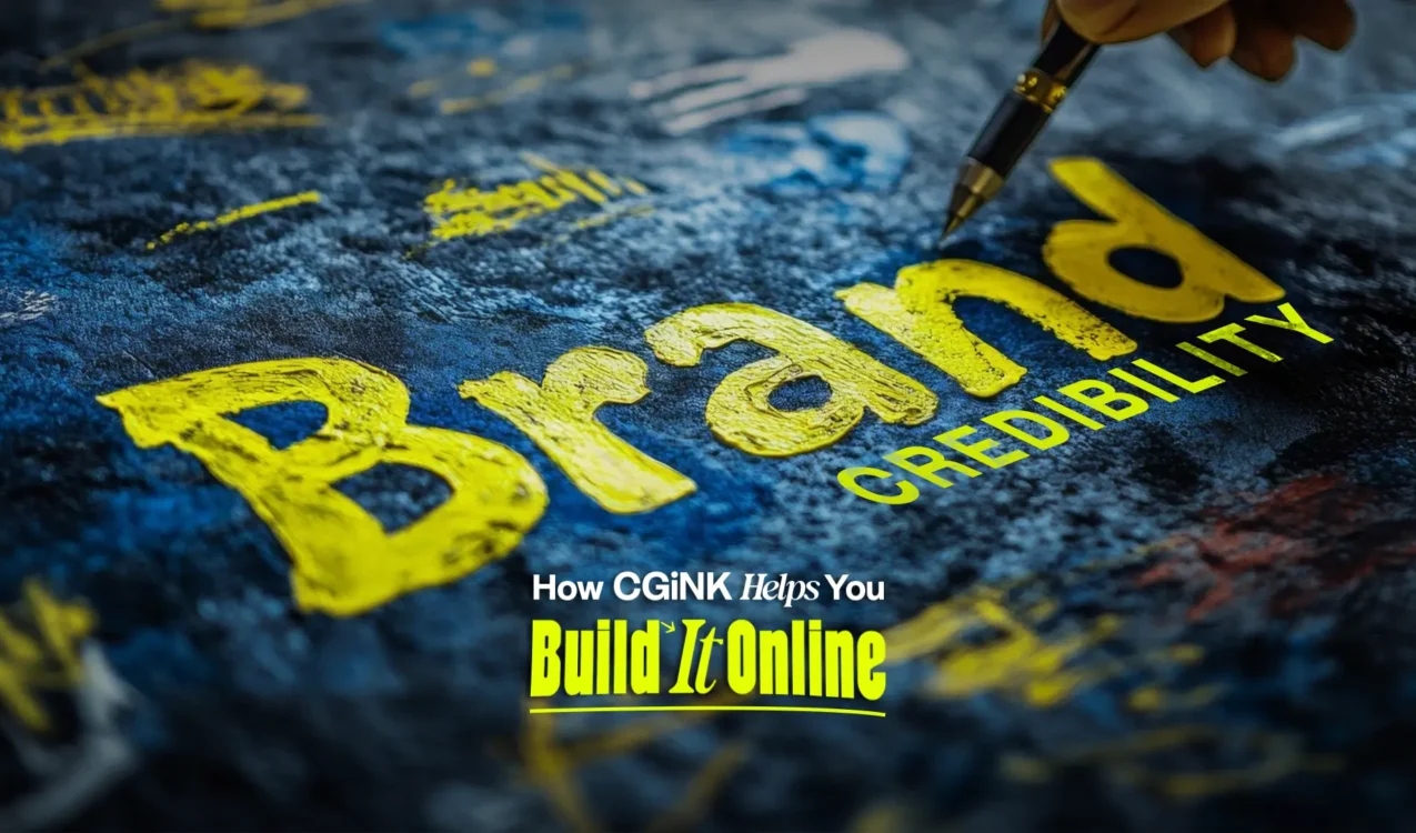 Visual of the word "Brand Credibility" being written — highlighting CG iNK as the Best Digital Brand Building Agency in India