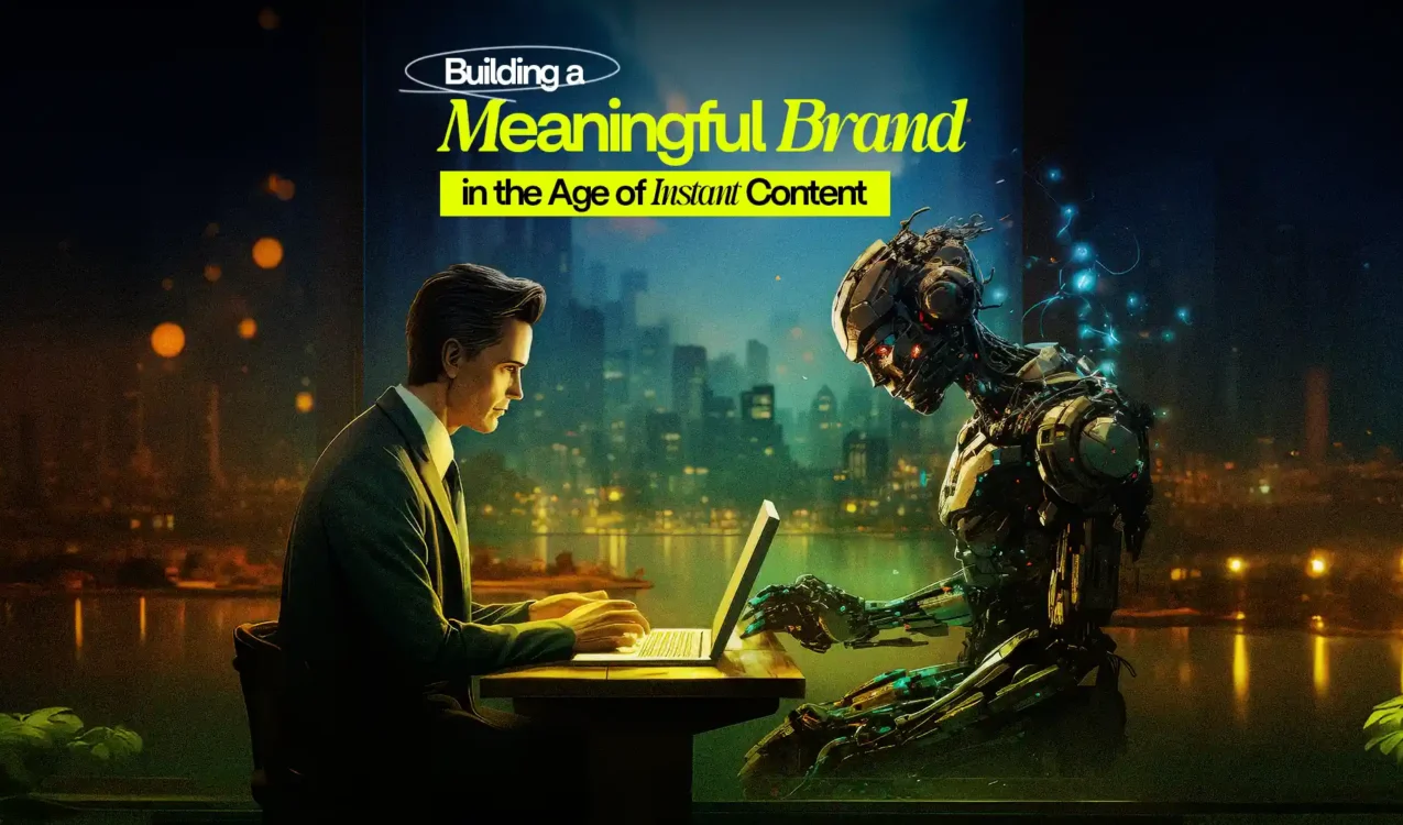 Futuristic branding concept by the Best Digital Brand Building Agency in India showing human-AI collaboration