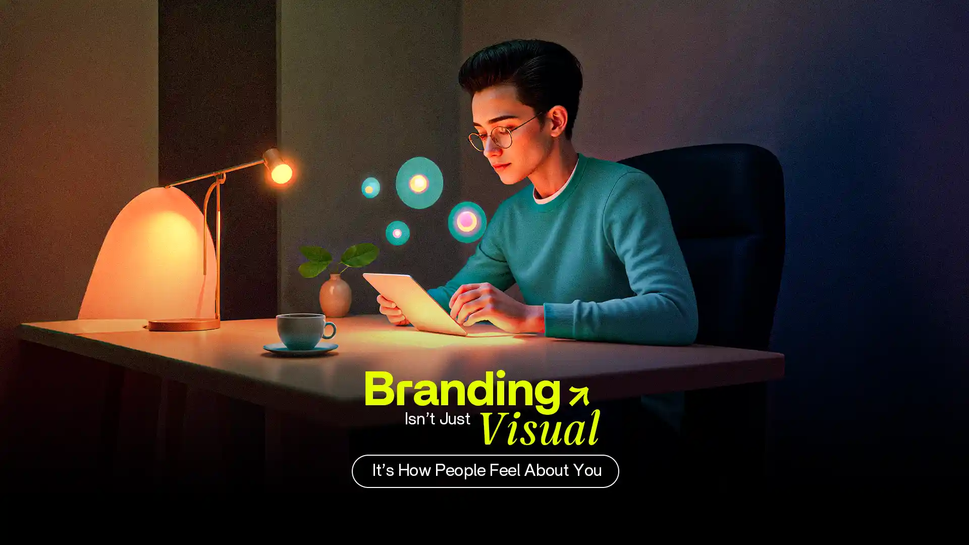 Man engaging with digital content under warm lighting — Best Digital Brand Building Agency in India