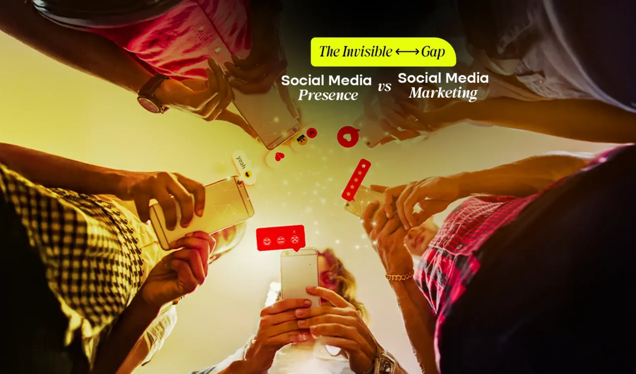 Young professionals comparing engagement strategies with phones – Best Social Media Marketing Agency In India