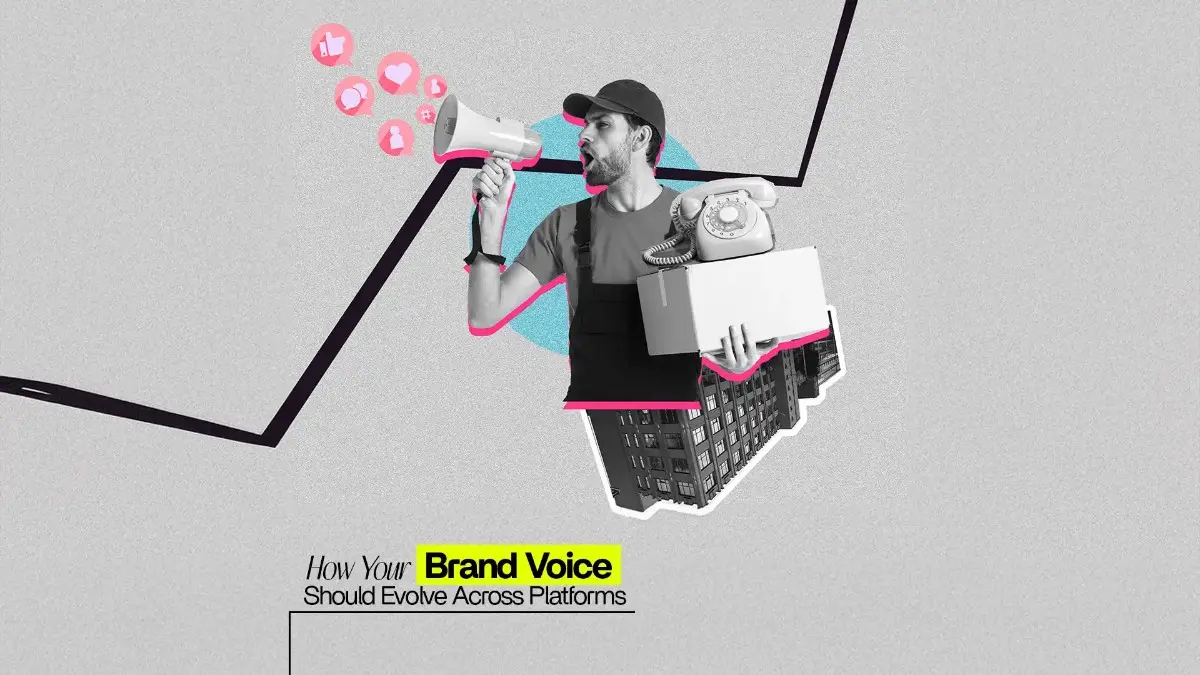 Creative visual showing brand voice evolution across platforms by the Best Social Media Marketing Agency In India