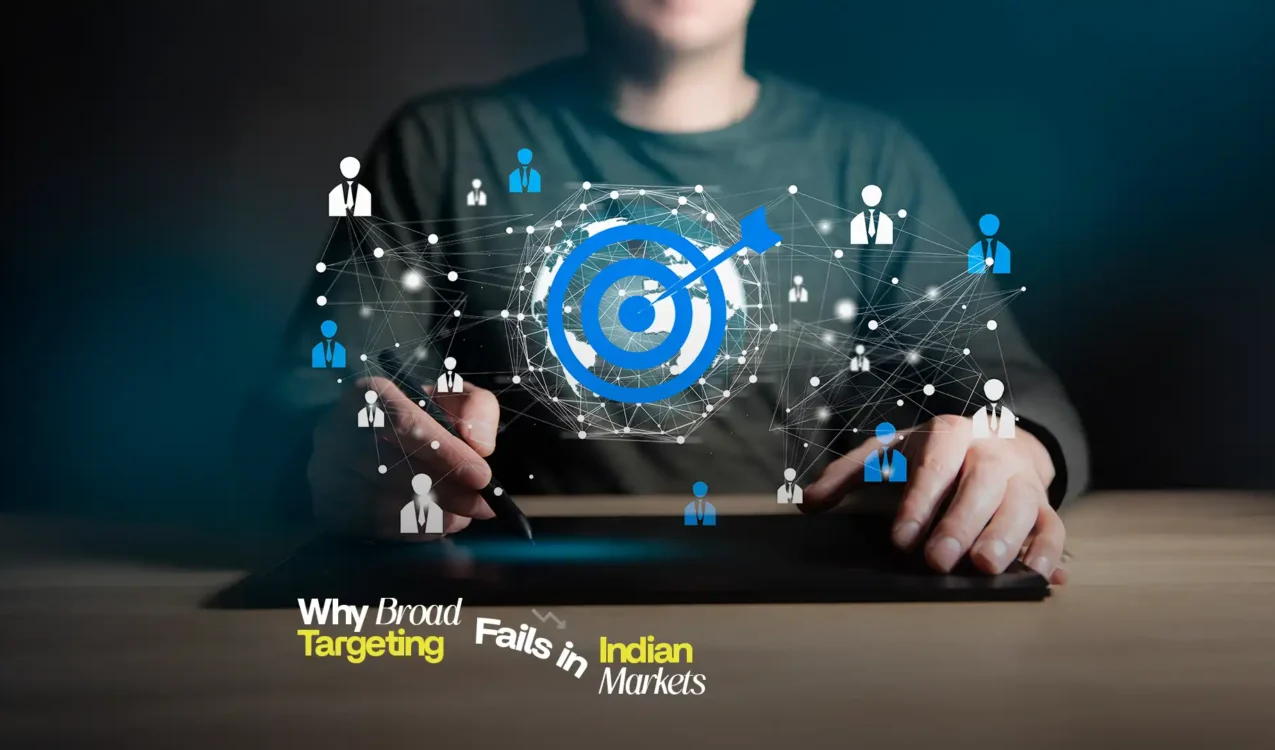 Person analyzing audience segmentation with targeting icons – Best Performance Marketing Agency in India