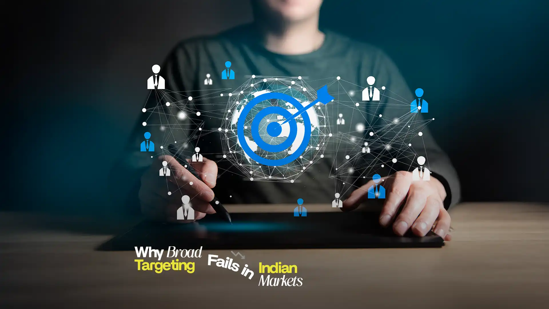 Person analyzing audience segmentation with targeting icons – Best Performance Marketing Agency in India