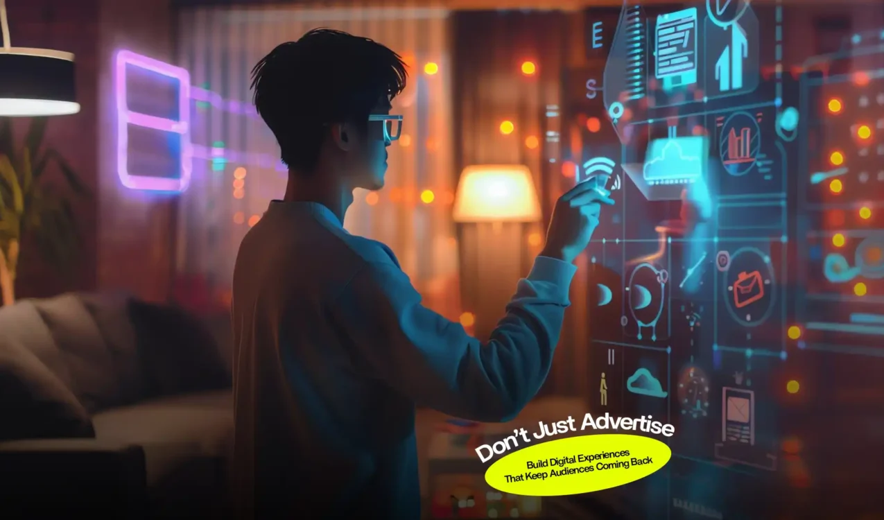 Man using futuristic digital interface representing the Best Digital Marketing Agency in India creating impactful strategies.