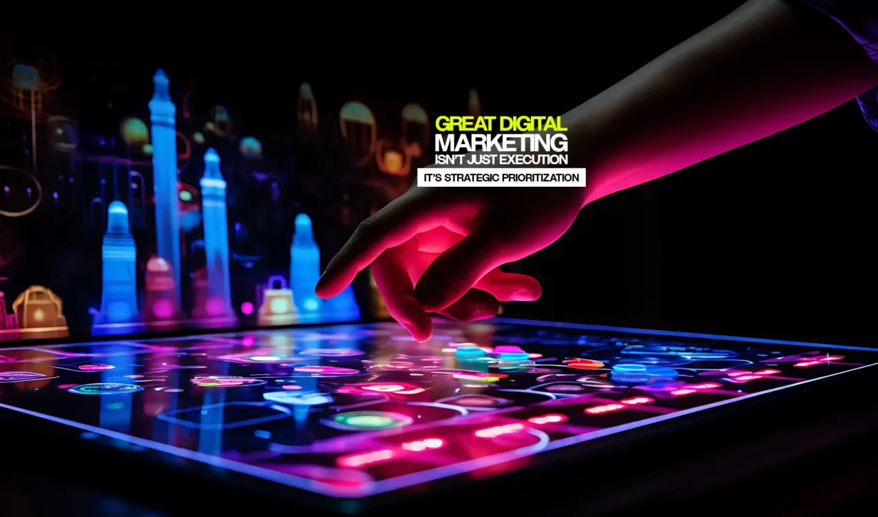 Finger interacting with digital strategy interface designed by the Best Digital Marketing Agency in India
