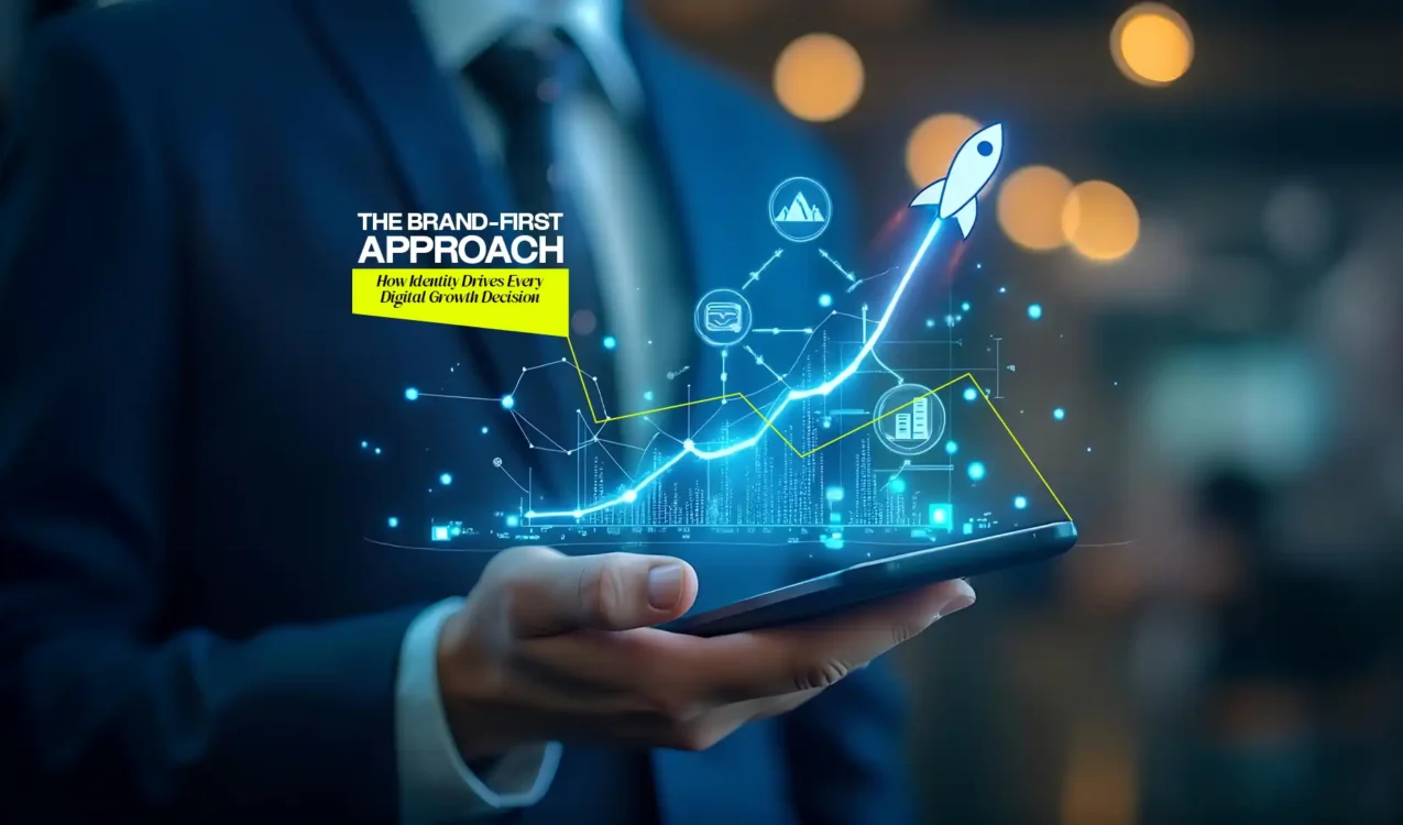 Business professional analyzing digital growth data on a tablet by the Best Digital Brand Building Agency in India
