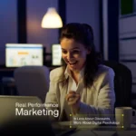 Digital marketing professional celebrating performance growth driven by data, user behaviour, and digital psychology